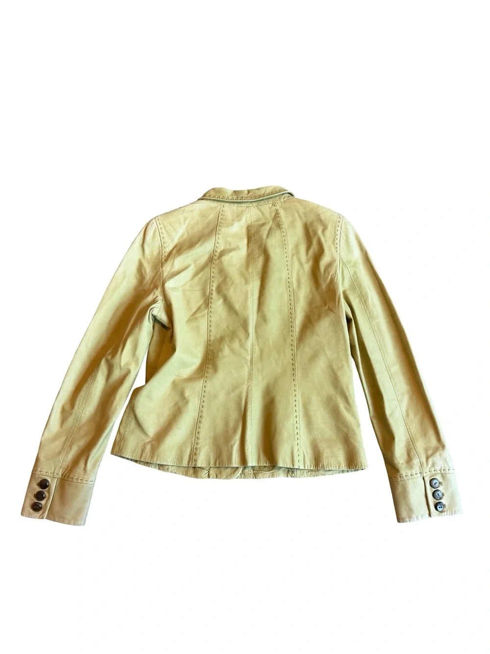Worth 100% Leather Jacket Bold Green Button-Down Retro Vintage Classic Size 12